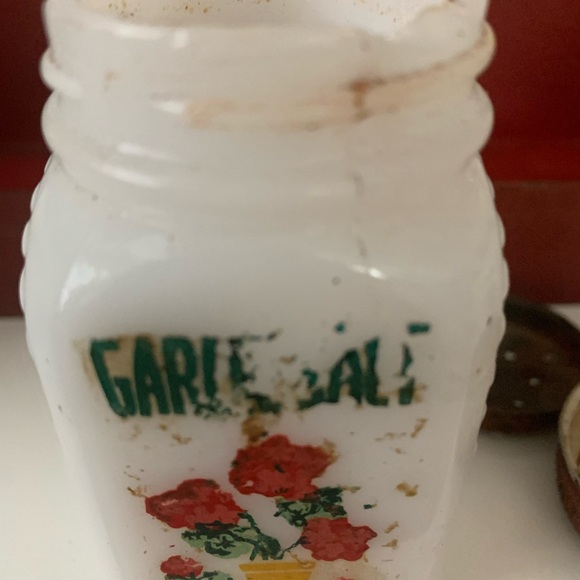 Vintage Milk Glass Spice Jars on Stand - Picture 5 of 10